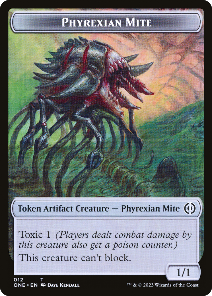 Phyrexian Mite Token (012) // Phyrexian Golem Double-Sided Token [Phyrexia: All Will Be One Tokens] | Chromatic Games