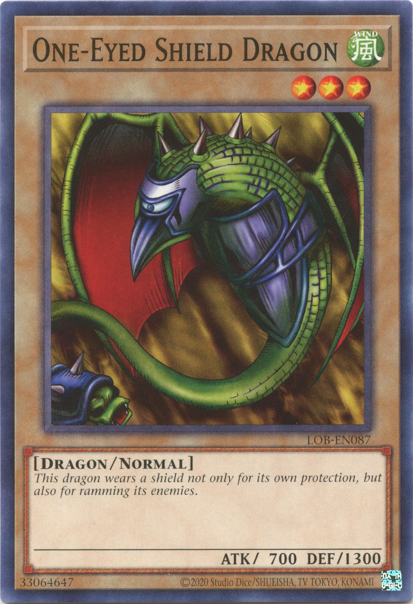 One-Eyed Shield Dragon (25th Anniversary) [LOB-EN087] Common | Chromatic Games