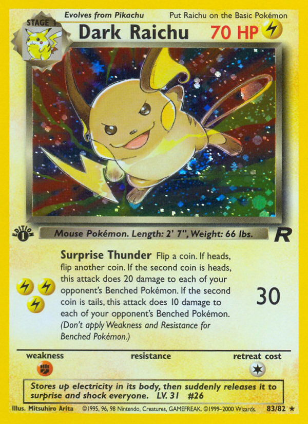 Dark Raichu (83/82) [Team Rocket 1st Edition] | Chromatic Games