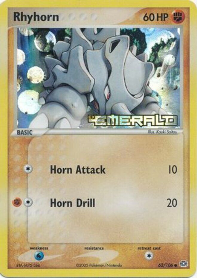 Rhyhorn (62/106) (Stamped) [EX: Emerald] | Chromatic Games