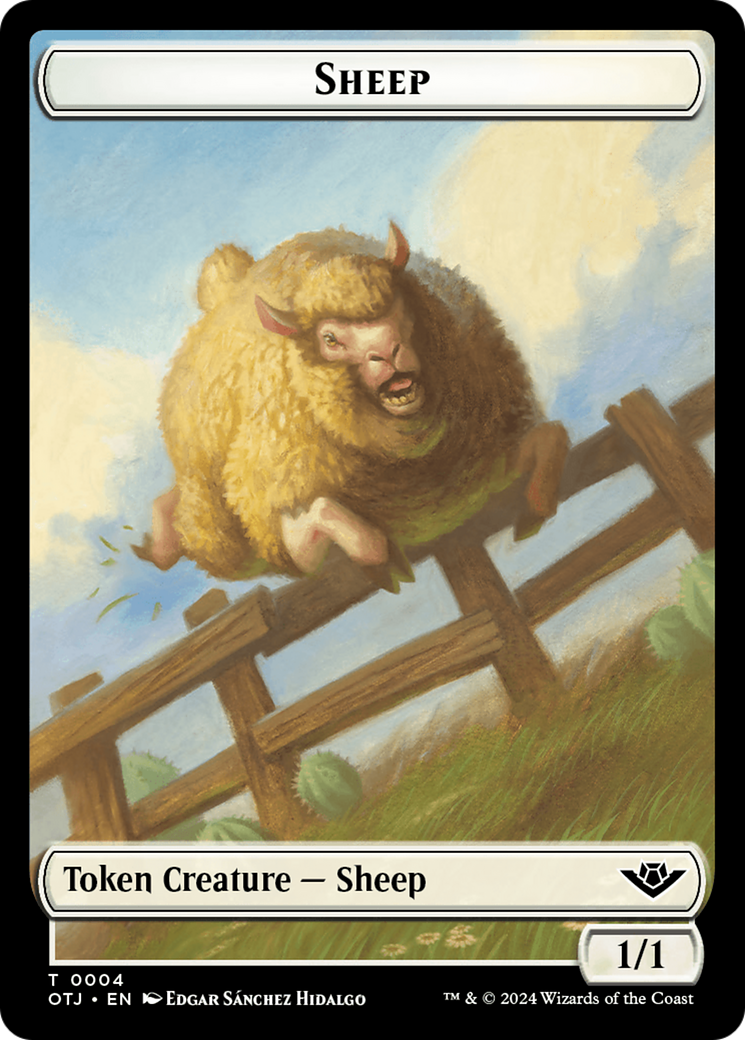 Mercenary // Sheep Double-Sided Token [Outlaws of Thunder Junction Tokens] | Chromatic Games