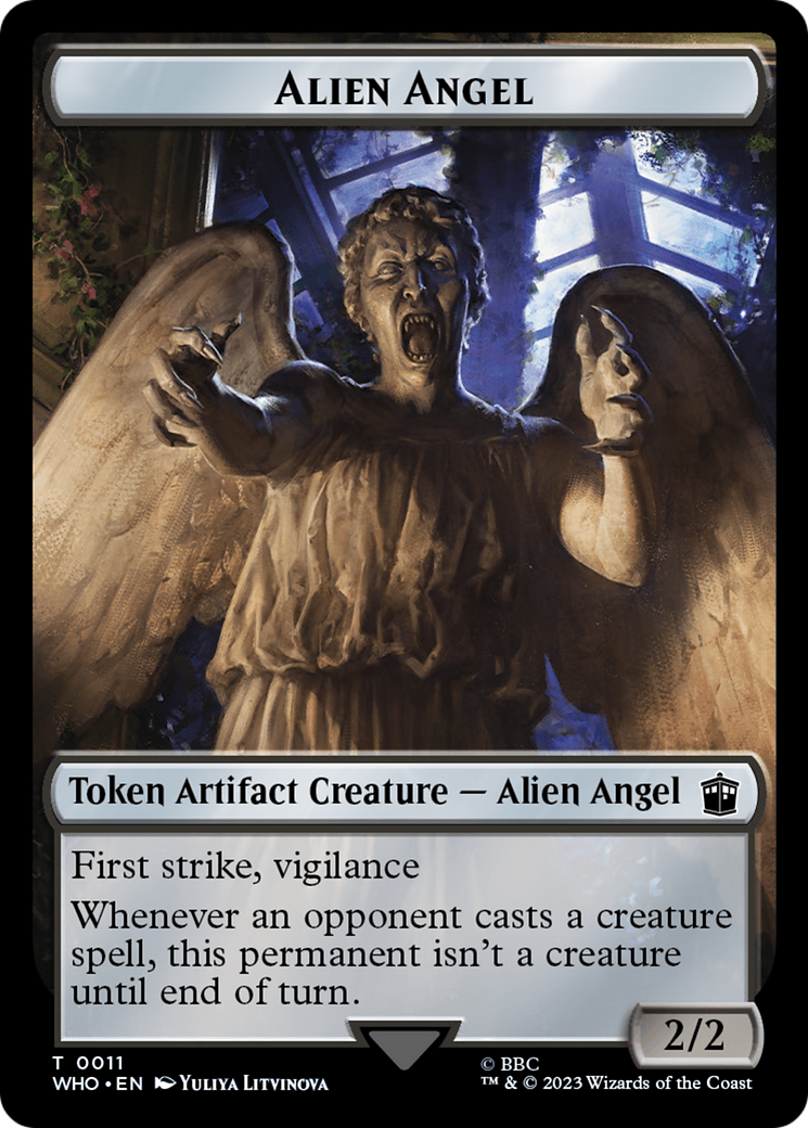 Alien Angel // Cyberman Double-Sided Token [Doctor Who Tokens] | Chromatic Games