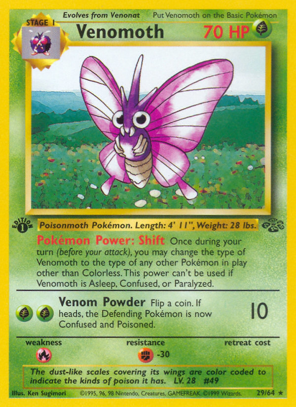 Venomoth (29/64) [Jungle 1st Edition] | Chromatic Games