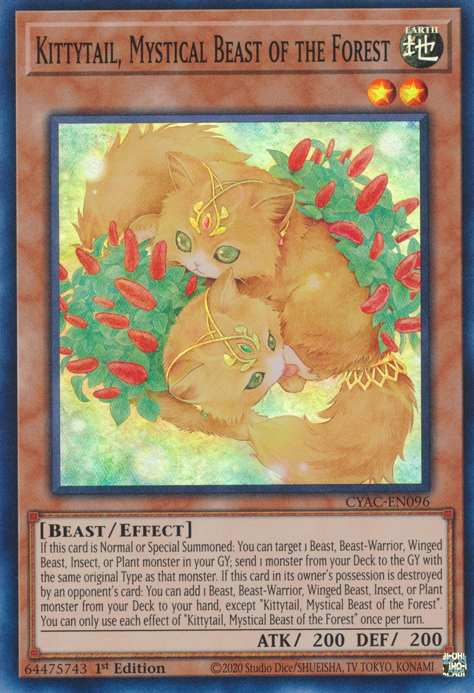 Kittytail, Mystical Beast of the Forest [CYAC-EN096] Super Rare | Chromatic Games