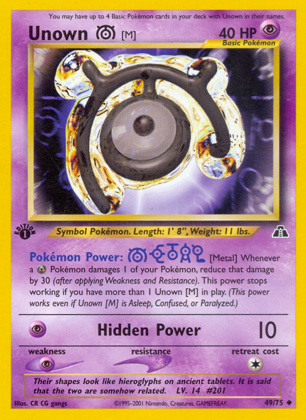 Unown [M] (49/75) [Neo Discovery 1st Edition] | Chromatic Games