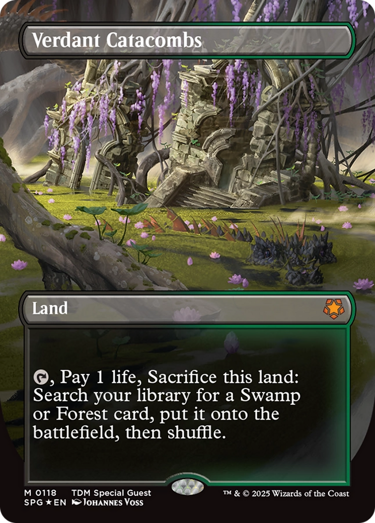 Verdant Catacombs (Borderless) (Dragonscale Foil) [Tarkir: Dragonstorm Special Guests] | Chromatic Games