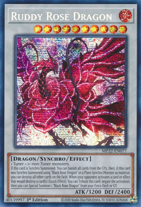 Ruddy Rose Dragon [MP22-EN077] Prismatic Secret Rare | Chromatic Games