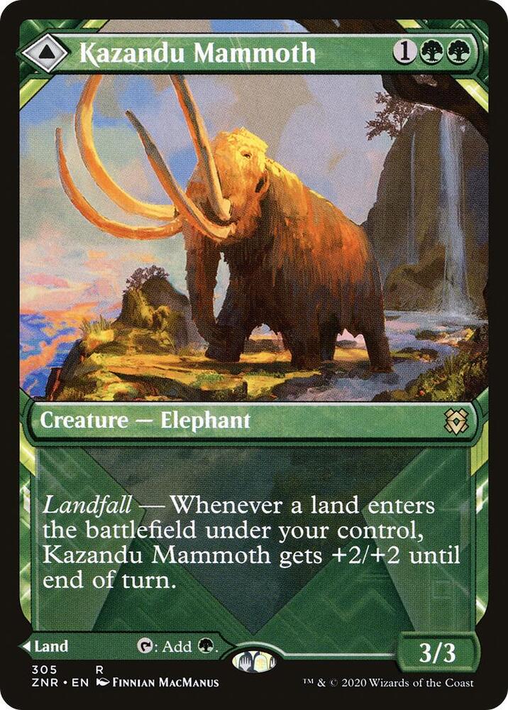 Kazandu Mammoth // Kazandu Valley 305/280 (Zendikar Rising)  - Showcase | Chromatic Games