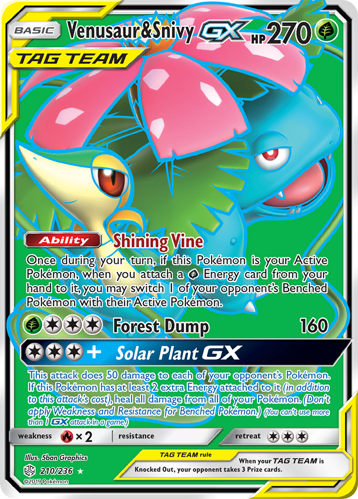 Venusaur & Snivy GX (210/236) [Sun & Moon: Cosmic Eclipse] | Chromatic Games