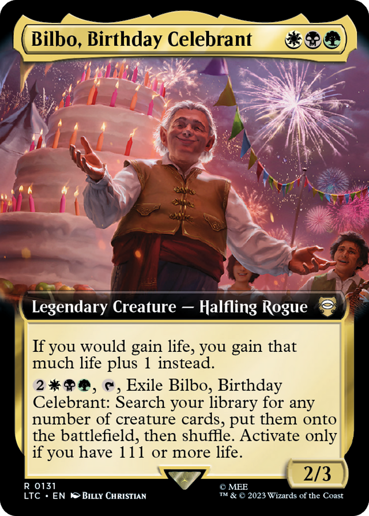 Bilbo, Birthday Celebrant (Extended Art) [The Lord of the Rings: Tales of Middle-Earth Commander] | Chromatic Games