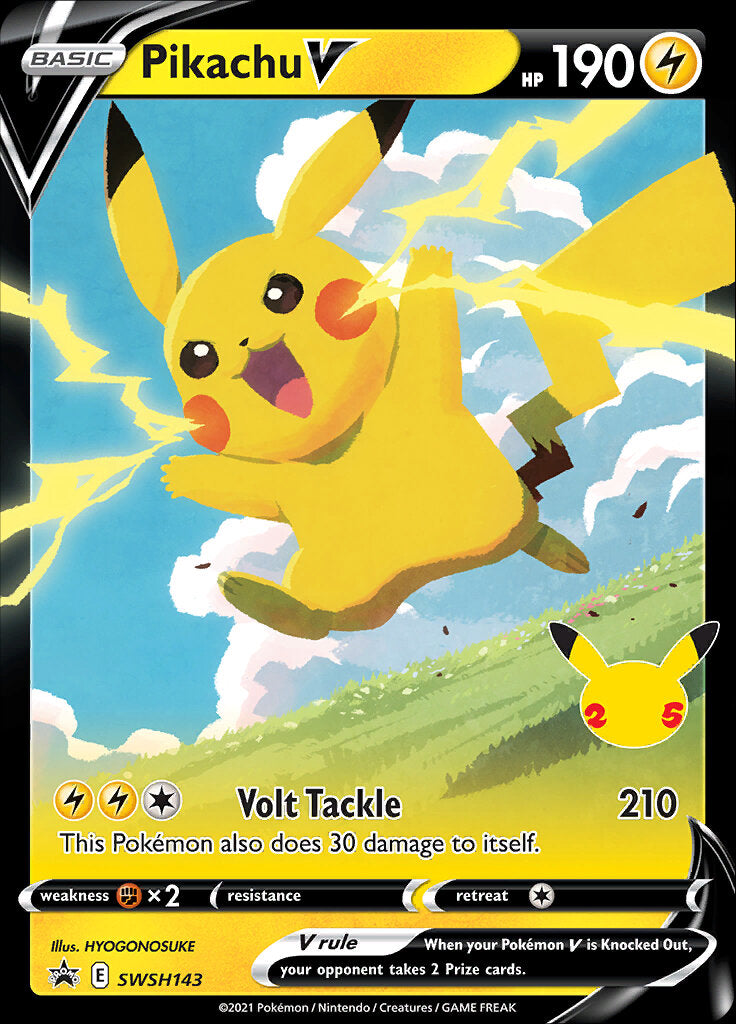 Pikachu V (SWSH143) (Celebrations) [Sword & Shield: Black Star Promos] | Chromatic Games