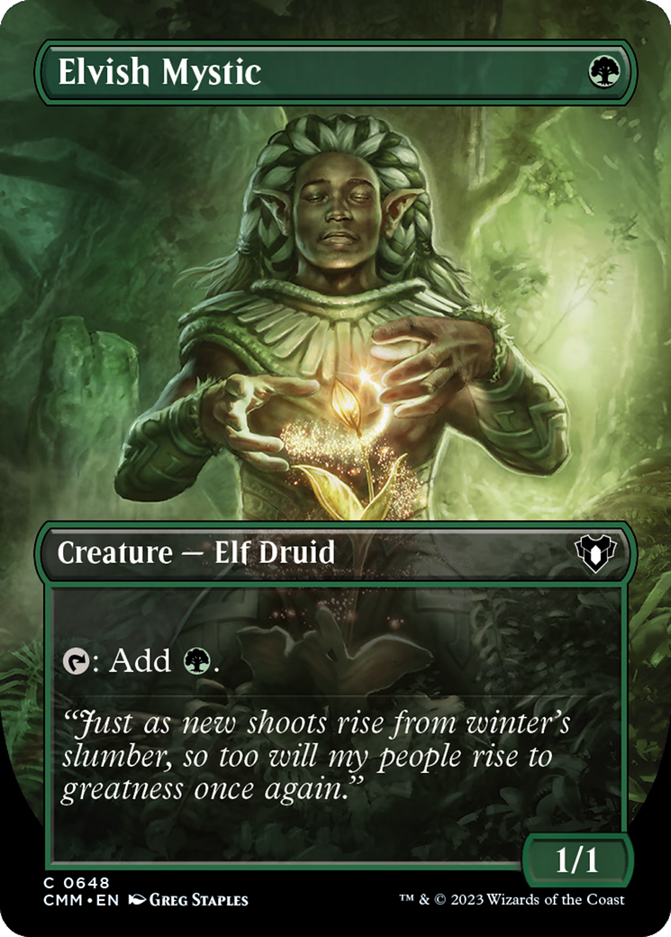 Elvish Mystic (Borderless Alternate Art) [Commander Masters] | Chromatic Games