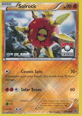 Solrock (64/146) (2nd Place League Challenge Promo) [XY: Base Set] | Chromatic Games