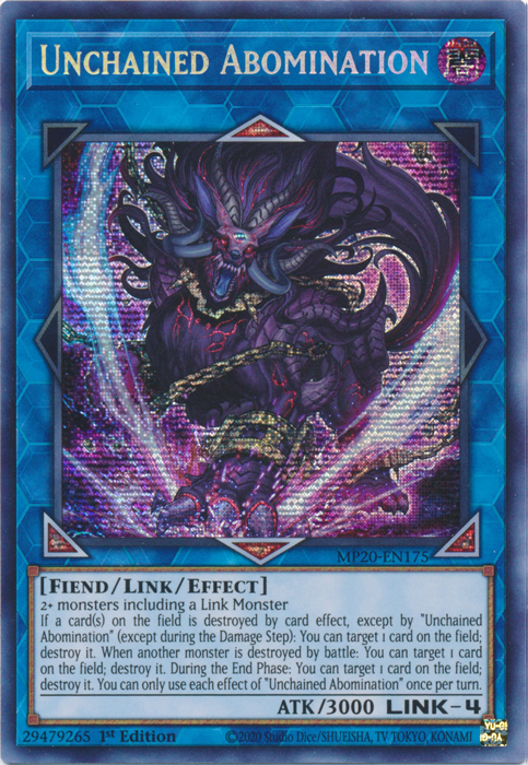 Unchained Abomination [MP20-EN175] Prismatic Secret Rare | Chromatic Games