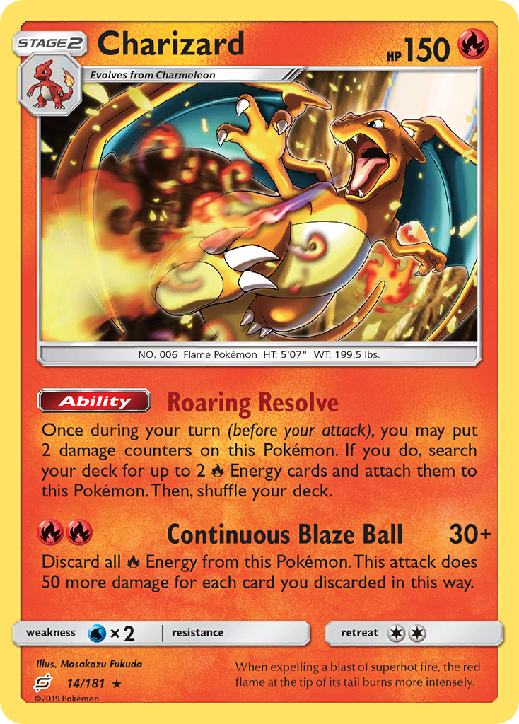 Charizard (14/181) (Cosmos Holo) [Sun & Moon: Team Up] | Chromatic Games