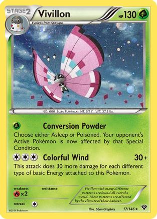 Vivillon (17/146) (Meadow Form/Pink Wings) (Cosmos Holo) [XY: Base Set] | Chromatic Games