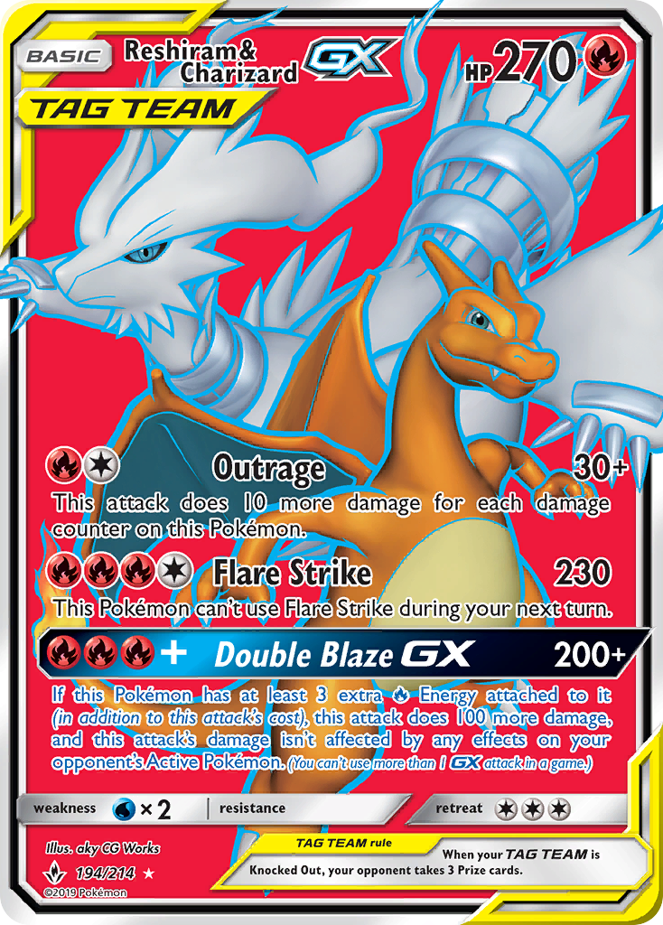 Reshiram & Charizard GX (194/214) [Sun & Moon: Unbroken Bonds] | Chromatic Games