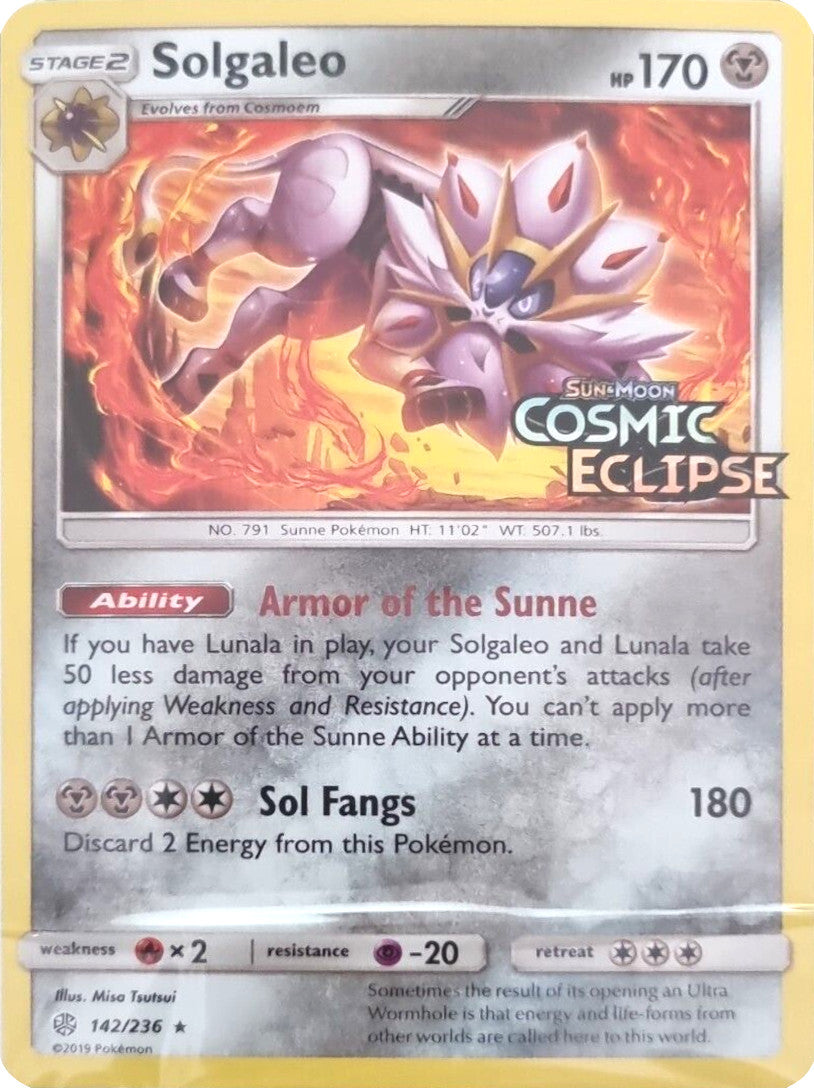 Solgaleo (142/236) (Cosmic Eclipse Stamped) [Sun & Moon: Cosmic Eclipse] | Chromatic Games