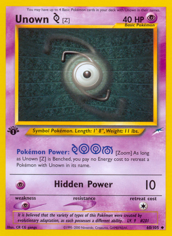 Unown [Z] (60/105) [Neo Destiny 1st Edition] | Chromatic Games