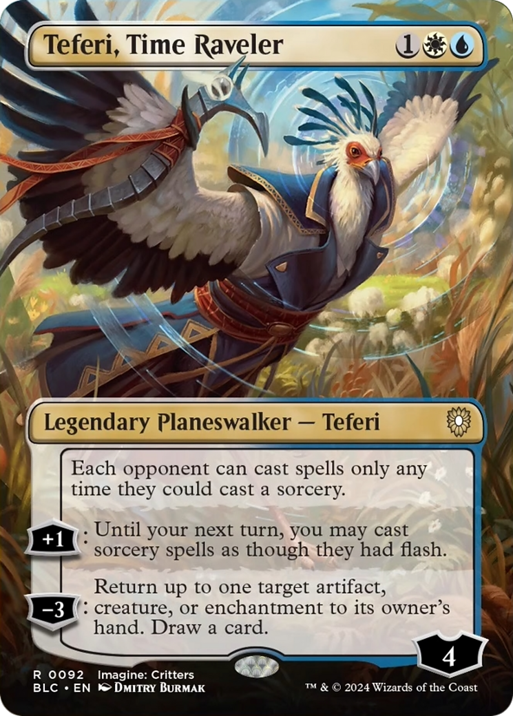 Teferi, Time Raveler (Borderless) [Bloomburrow Commander] | Chromatic Games