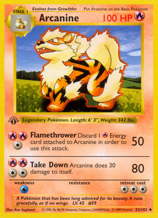 Arcanine (23/102) (Shadowless) [Base Set 1st Edition] | Chromatic Games