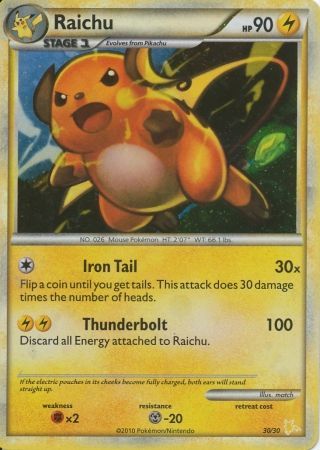 Raichu (30/30) [HeartGold & SoulSilver: Trainer Kit - Raichu] | Chromatic Games