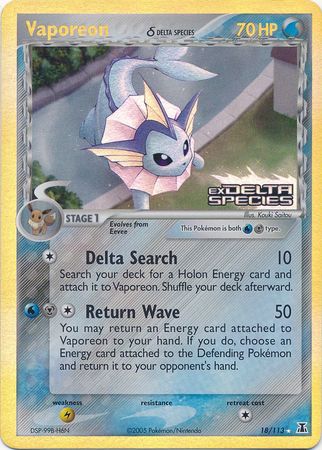 Vaporeon (18/113) (Delta Species) (Stamped) [EX: Delta Species] | Chromatic Games