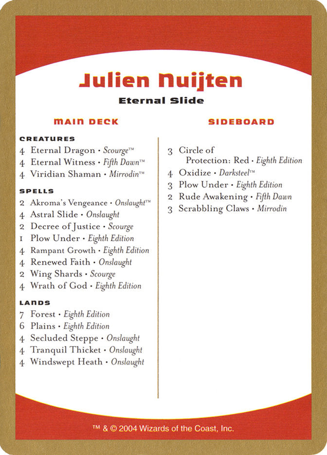 Julien Nuijten Decklist [World Championship Decks 2004] | Chromatic Games