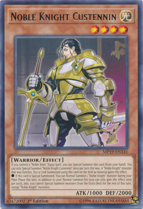 Noble Knight Custennin [MP19-EN141] Rare | Chromatic Games