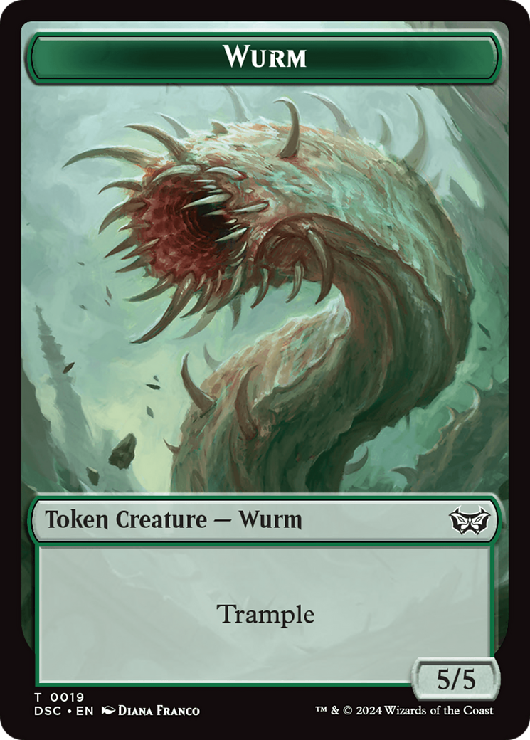 Wurm (0019) // Manifest Double-Sided Token [Duskmourn: House of Horror Commander Tokens] | Chromatic Games