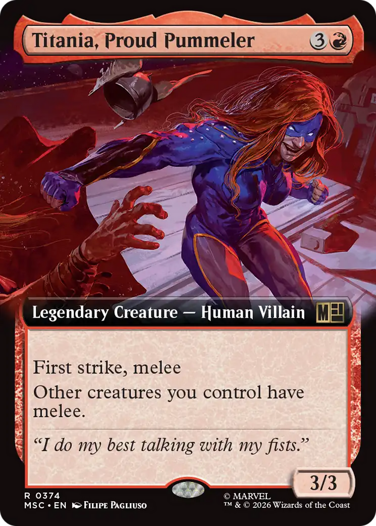 Titania, Proud Pummeler (Extended Art) [Marvel Super Heroes Commander] | Chromatic Games
