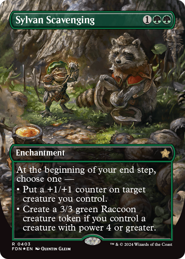 Sylvan Scavenging (Borderless) (Mana Foil) [Foundations] | Chromatic Games