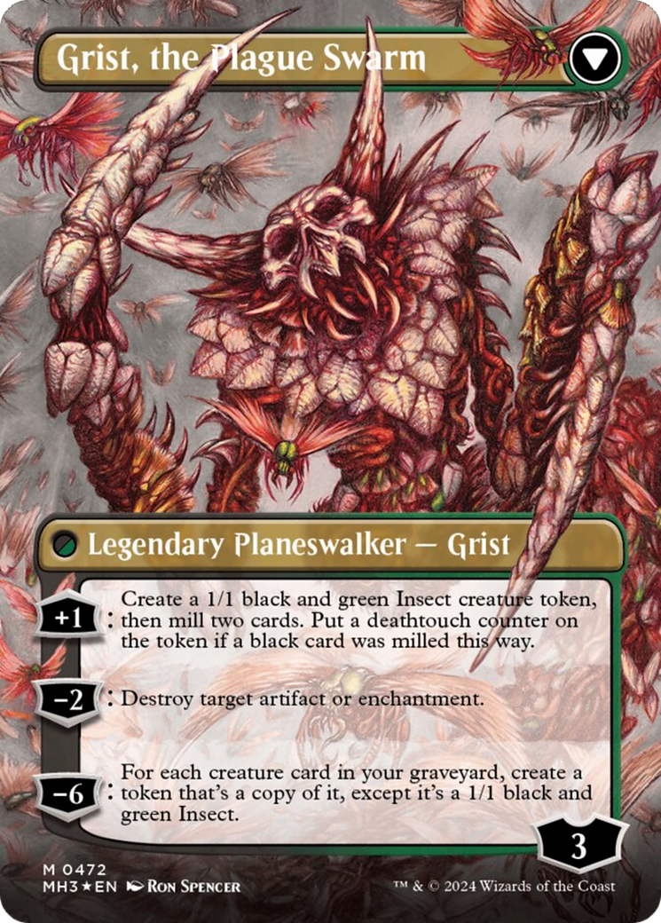 Grist, Voracious Larva // Grist, the Plague Swarm (Borderless) (Textured Foil) [Modern Horizons 3] | Chromatic Games