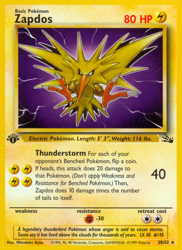 Zapdos (30/62) [Fossil 1st Edition] | Chromatic Games