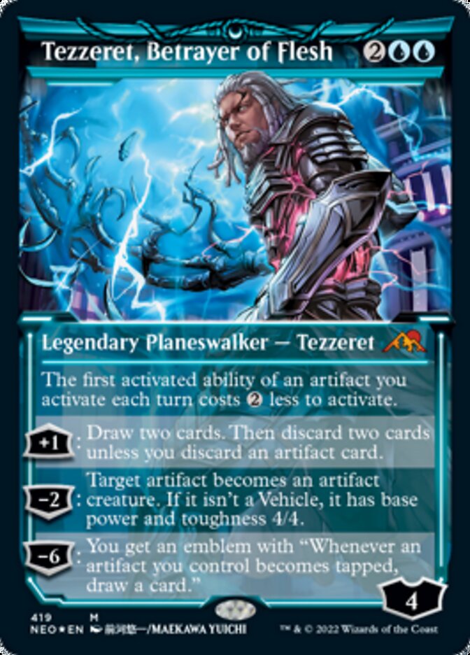 Tezzeret, Betrayer of Flesh (Showcase) (Foil Etched) [Kamigawa: Neon Dynasty] | Chromatic Games