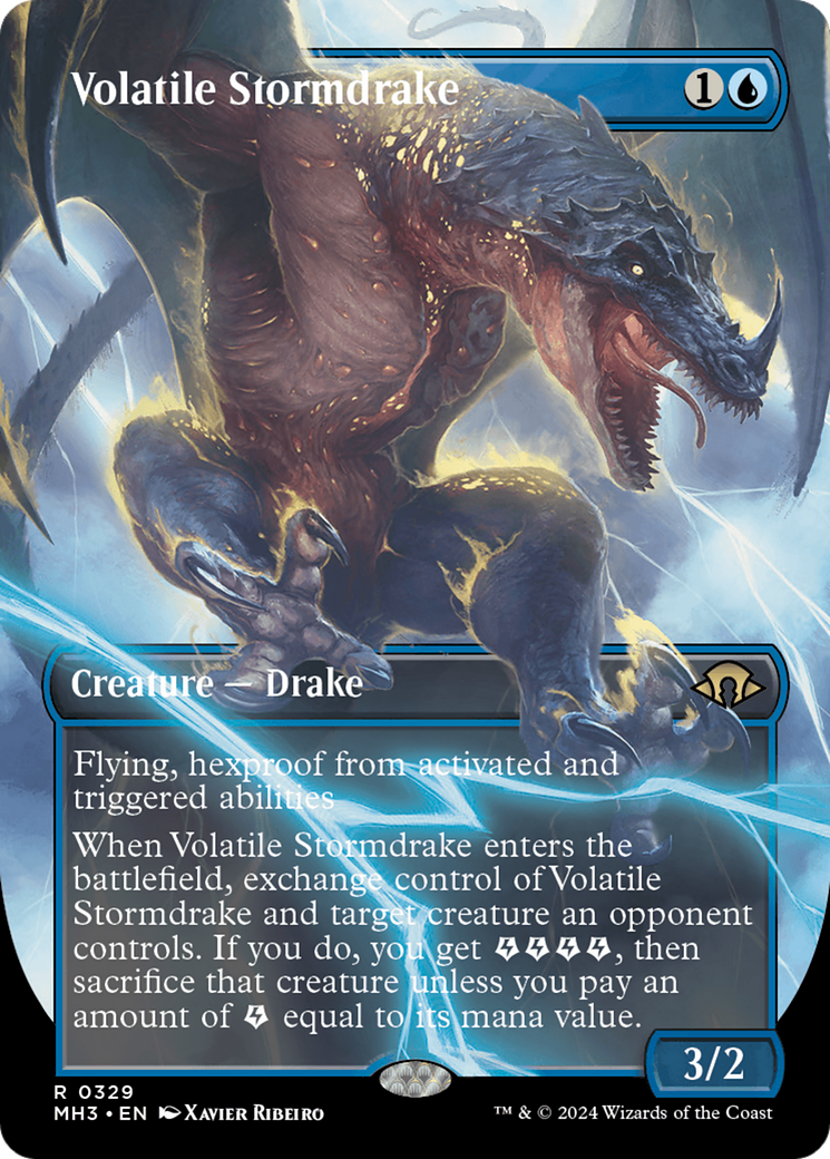 Volatile Stormdrake (Borderless) [Modern Horizons 3] | Chromatic Games