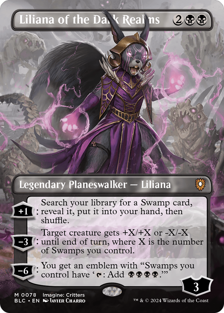 Liliana of the Dark Realms (Borderless) [Bloomburrow Commander] | Chromatic Games