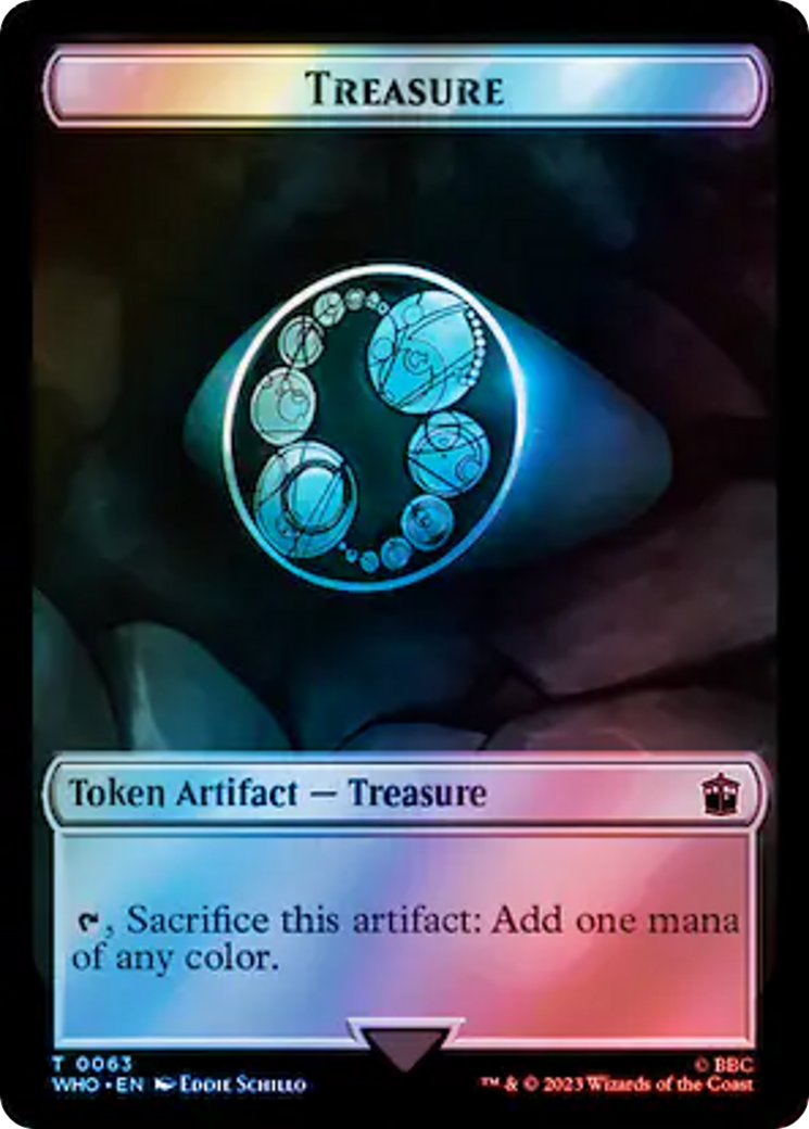 Alien Angel // Treasure (0063) Double-Sided Token (Surge Foil) [Doctor Who Tokens] | Chromatic Games