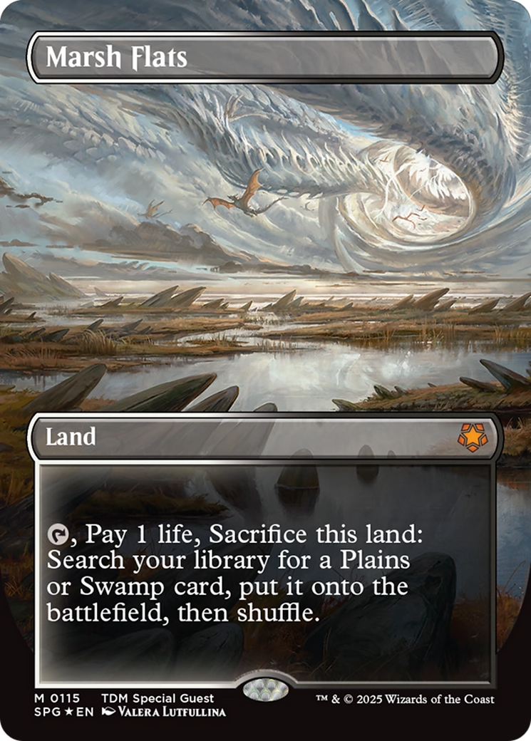 Marsh Flats (Borderless) (Dragonscale Foil) [Tarkir: Dragonstorm Special Guests] | Chromatic Games