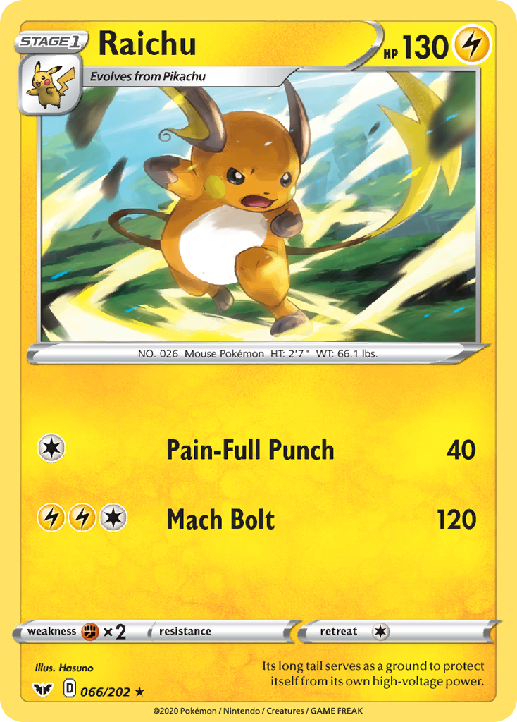 Raichu (066/202) [Sword & Shield: Base Set] | Chromatic Games