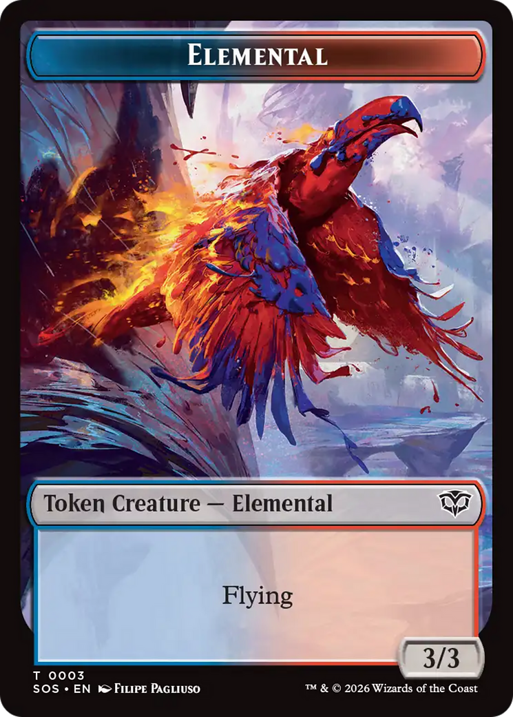 Elemental (0003) // Treasure Double-Sided Token [Secrets of Strixhaven Tokens] | Chromatic Games
