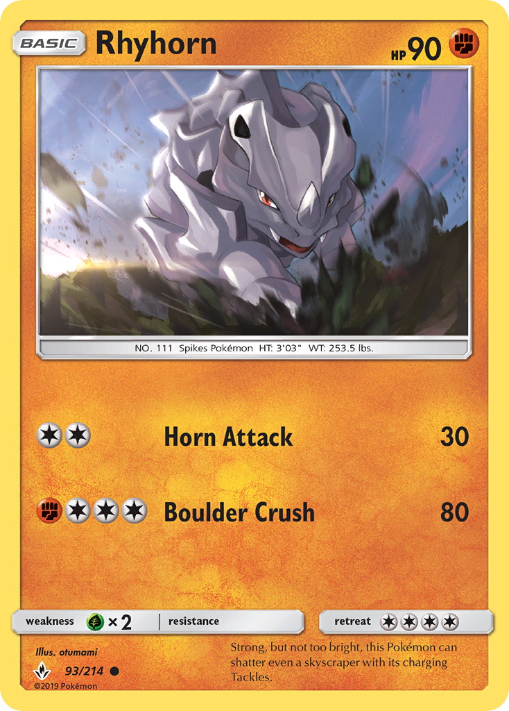 Rhyhorn (93/214) [Sun & Moon: Unbroken Bonds] | Chromatic Games