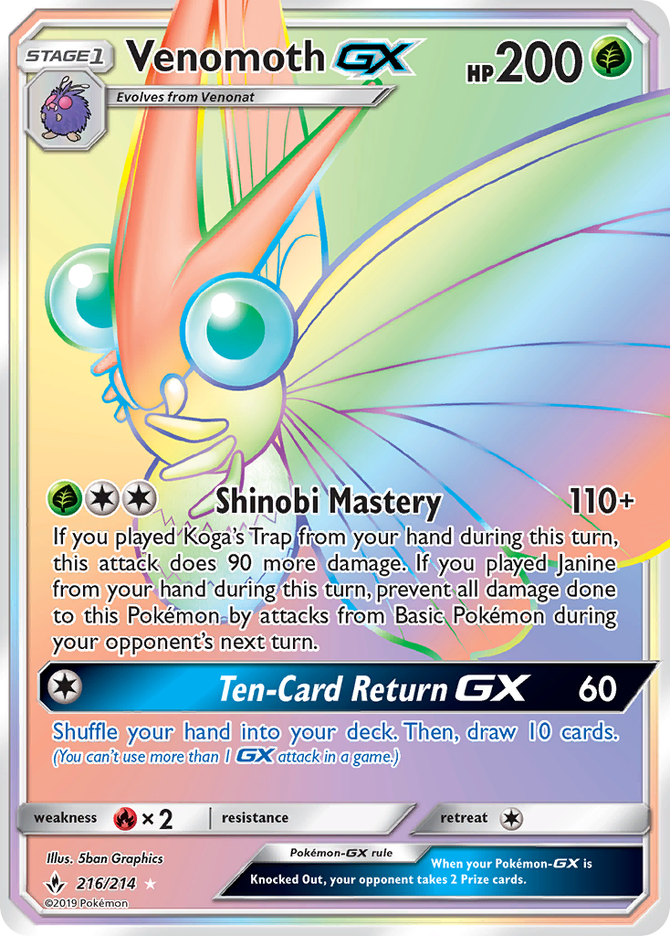 Venomoth GX (216/214) [Sun & Moon: Unbroken Bonds] | Chromatic Games