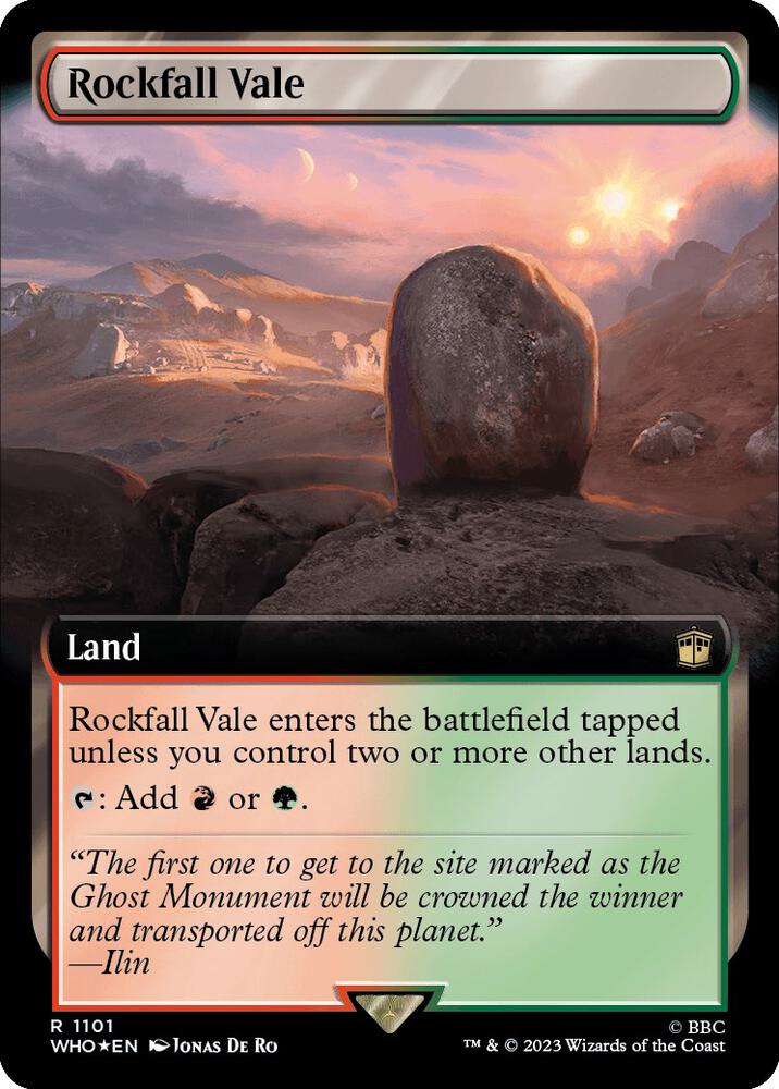 Rockfall Vale 1101/331 (Universes Beyond: Doctor Who)  - Extended Art Surge Foil | Chromatic Games