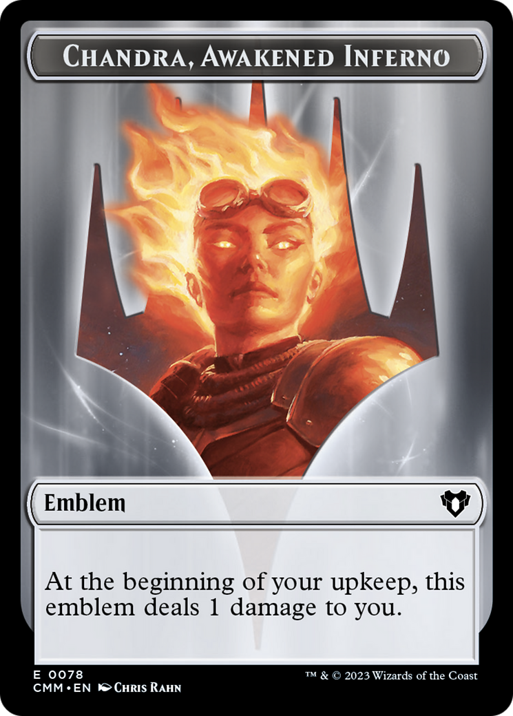 Chandra, Awakened Inferno Emblem // Wizard Double-Sided Token [Commander Masters Tokens] | Chromatic Games