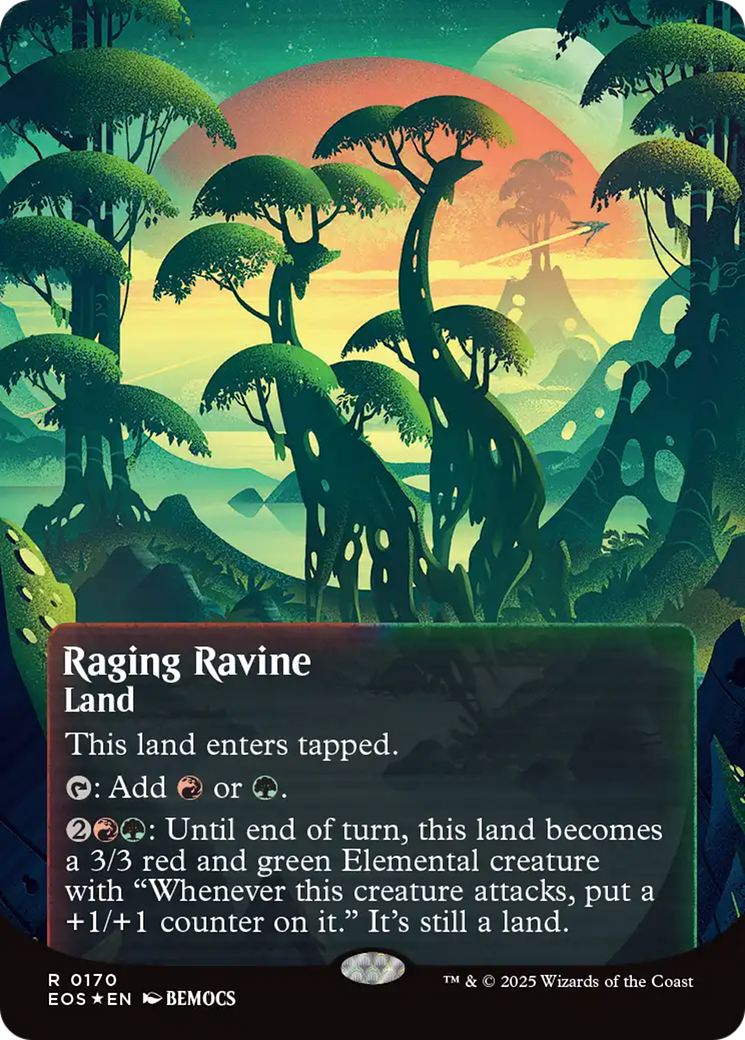 Raging Ravine (0170) (Borderless) (Galaxy Foil) [Edge of Eternities: Stellar Sights] | Chromatic Games