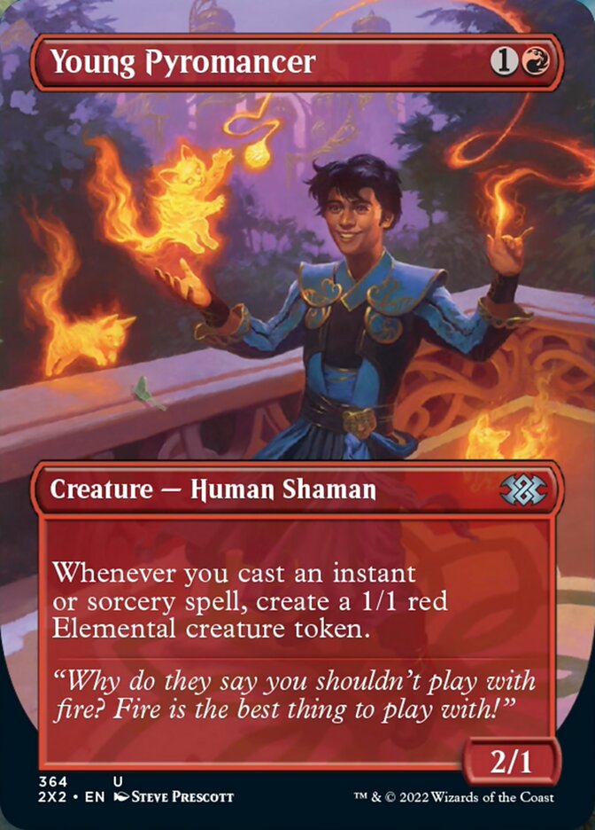 Young Pyromancer (Borderless Alternate Art) [Double Masters 2022] | Chromatic Games