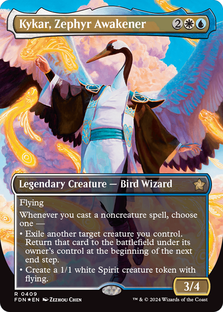 Kykar, Zephyr Awakener (Borderless) (Mana Foil) [Foundations] | Chromatic Games