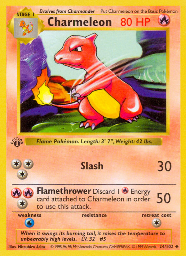 Charmeleon (24/102) (Shadowless) [Base Set 1st Edition] | Chromatic Games