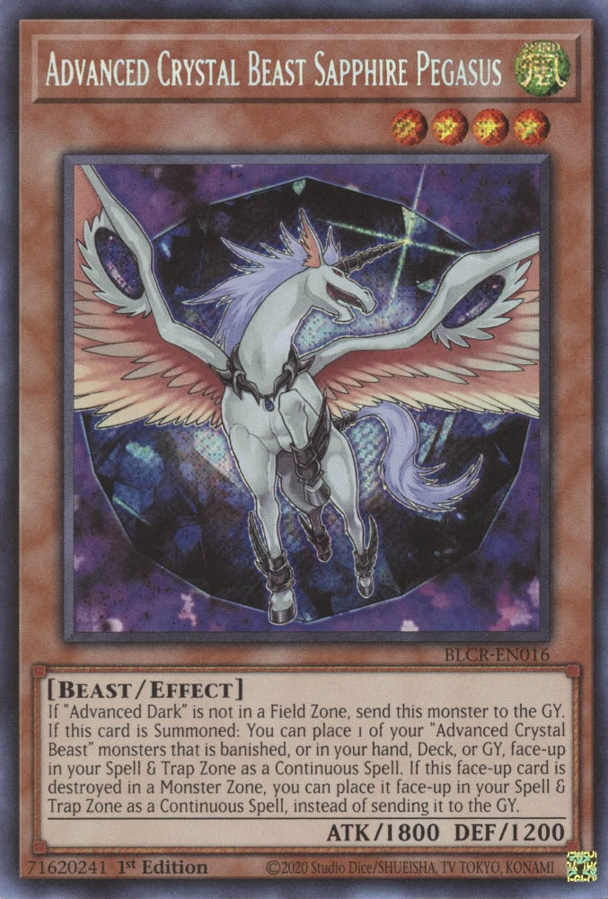 Advanced Crystal Beast Sapphire Pegasus [BLCR-EN016] Secret Rare | Chromatic Games